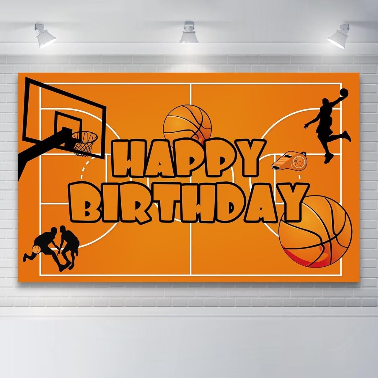 Basketball Birthday Banner & Backdrop - Large Basketball Decorations for Parties